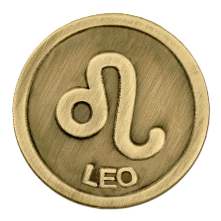 Antique Gold Leo Zodiac Pin Front