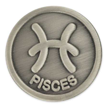 Antique Silver Pisces Zodiac Pin Front