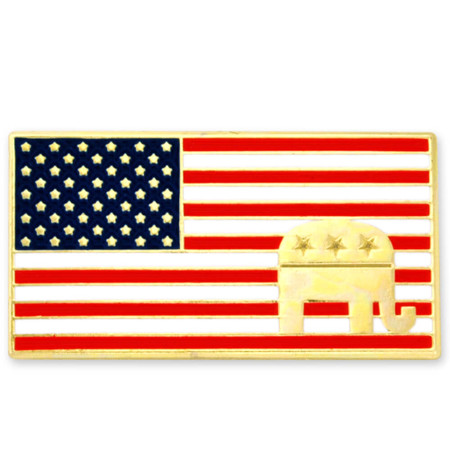 American Flag Republican Pin Front