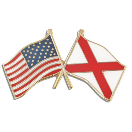 Alabama and USA Crossed Flag Pin Front