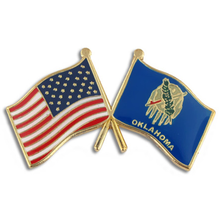 Oklahoma and USA Crossed Flag Pin | PinMart