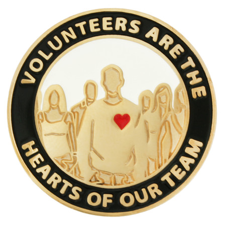 Volunteers are our Hearts Pin front