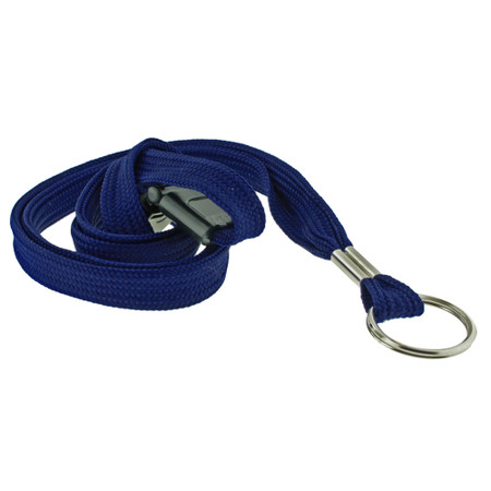 Blue Tube Lanyard with Split Key Ring and Breakaway