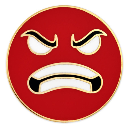 Angry Face Emoji Pin Front