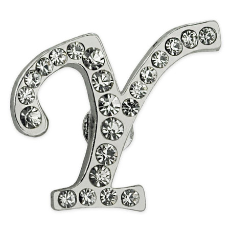 Rhinestone Letter Y Pin Front