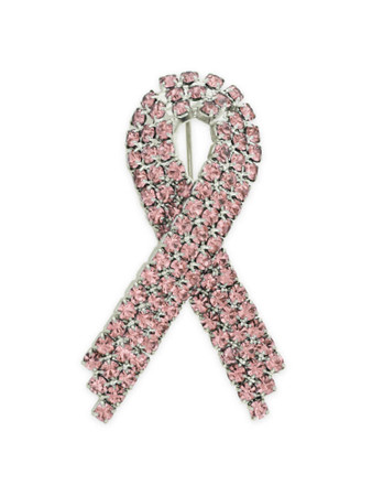 Pink Rhinestone Breast Cancer Ribbon Front