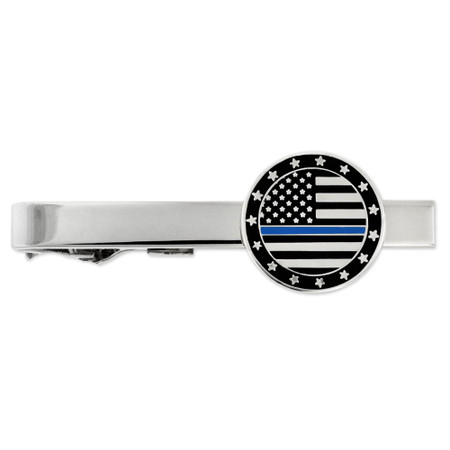 Thin Blue Line Tie Clip Engravable Front