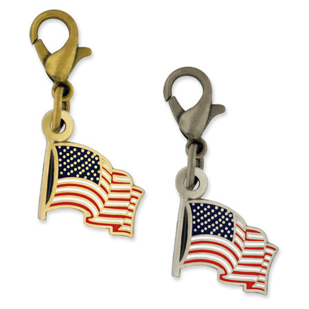 Waving American Flag Charms (Silver and Gold)