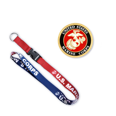 Officially Licensed U.S.M.C. Pin and Lanyard Set