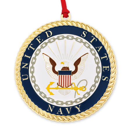 Officially Licensed Engravable U.S. Navy Ornament Front View