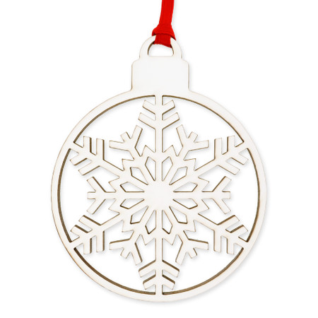 White Wood Snowflake Ornament Front