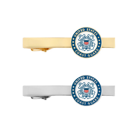 PinMart's Officially Licensed Engravable U.S. Coast Guard Tie Clip Front Gold and Nickel