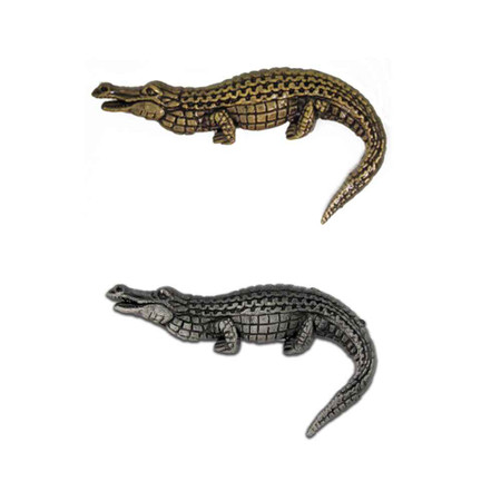 Alligator Pin in both Antique Gold and Antique Nickel Front View