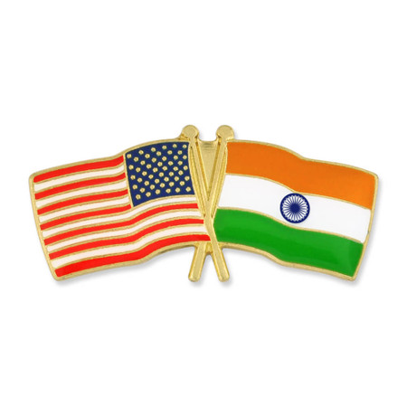 USA and India Flag Pin Front View