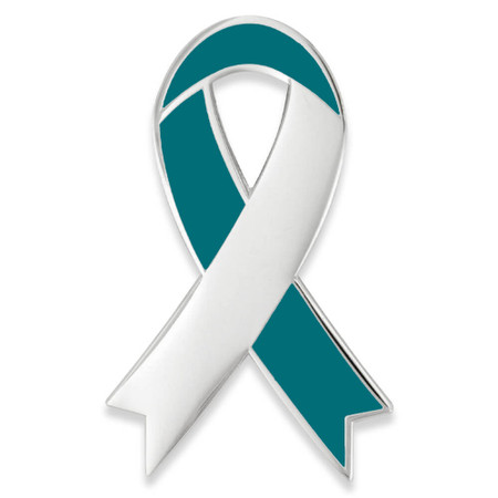 Awareness Ribbon-Teal Engravable Pin Front