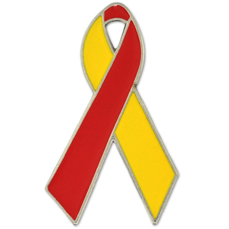 Red and Yellow Awareness Ribbon Pin