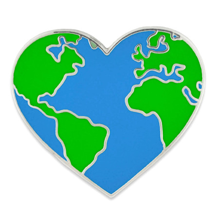 Heart Shaped Earth Pin Front