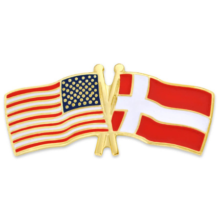 USA and Denmark Flag Pin Front