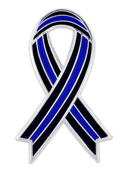 Thin Blue Line Ribbon Pin Front Thin Blue Line Ribbon Pin