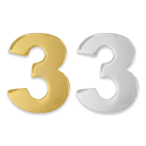 3 Pin gold and silver front view Number 3 Pin