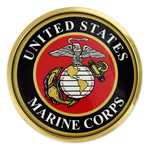Officially Licensed U.S. Marines Chrome Emblem Decal Front Officially Licensed U.S. Marines Chrome Emblem Decal