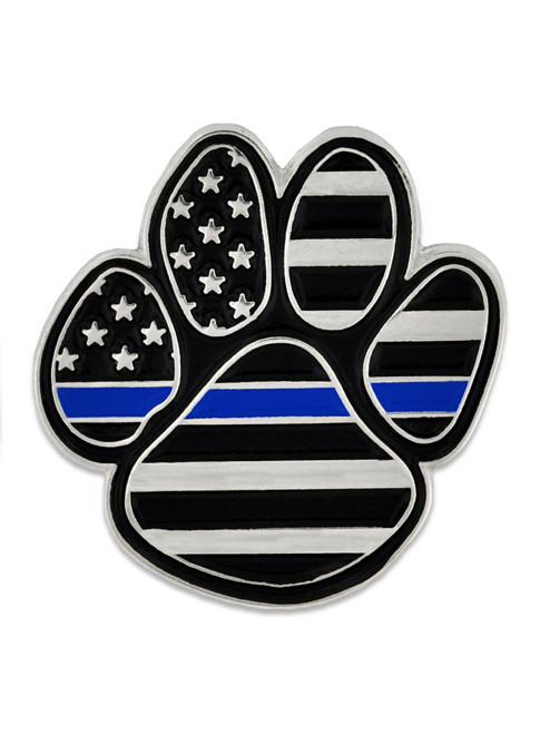 Thin Blue Line Pawprint Pin