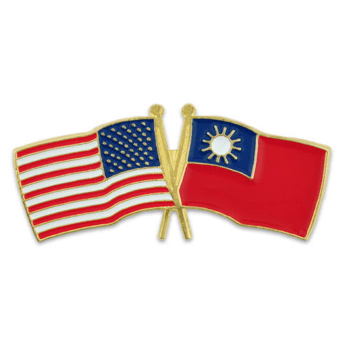 USA and Taiwan Crossed Flag Pin