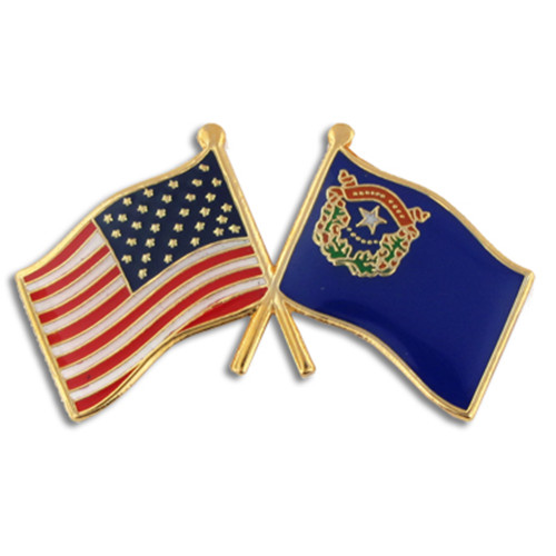 Nevada and USA Crossed Flag Pin