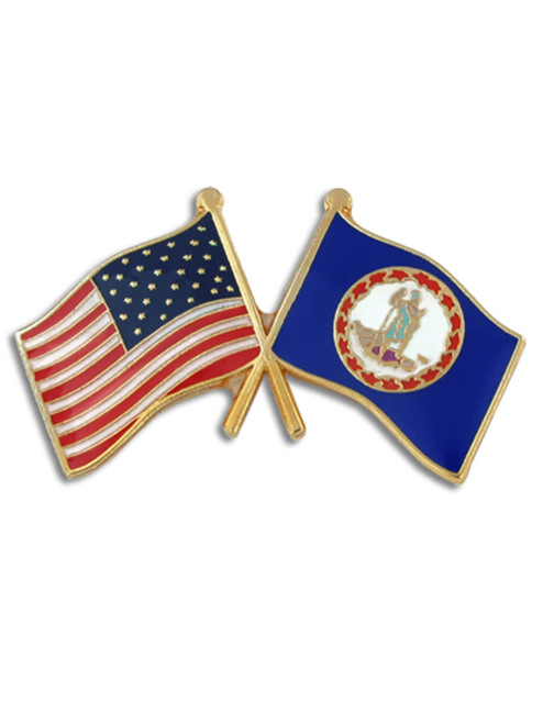 Virginia and USA Crossed Flag Pin