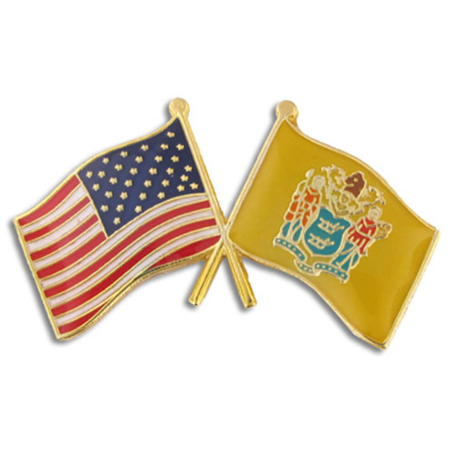 New Jersey and USA Crossed Flag Pin