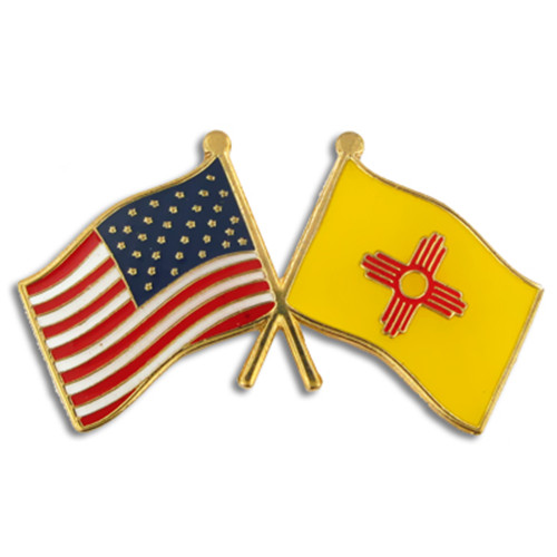 New Mexico and USA Crossed Flag Pin