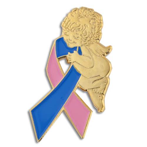 Pink and Blue Ribbon Angel Pin - BOGO