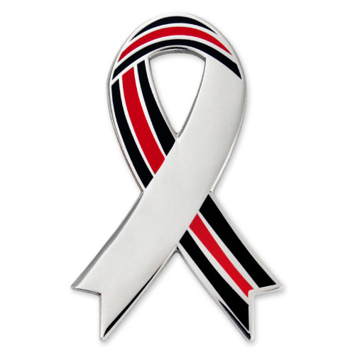 Engravable Thin Red Line Ribbon Lapel Pin Front Engravable Thin Red Line Ribbon Lapel Pin