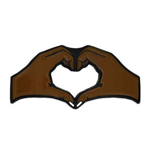 Dark Skin Tone Heart Hands Pin