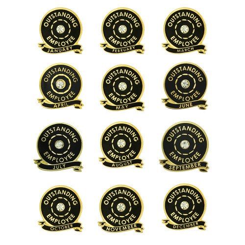 12 Month Outstanding Employee Pin Set Front view 12 Month Outstanding Employee Pin Set