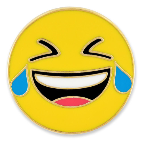 Crying Laughing Emoji Pin Front View Crying Laughing Emoji Pin