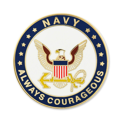 Officially Licensed U.S. Navy Always Courageous Pin front view Officially Licensed U.S. Navy Always Courageous Pin