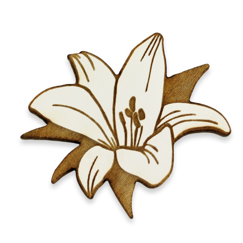 White Lily Wood Pin