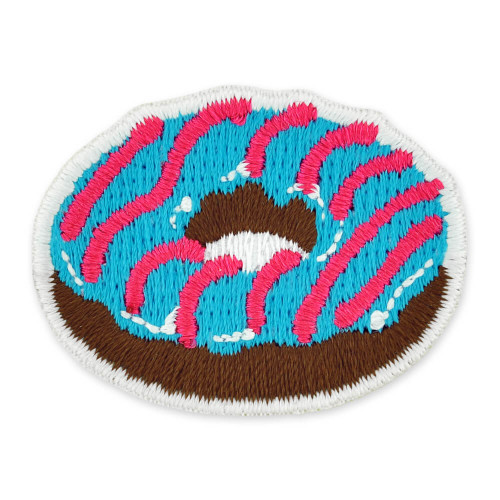 Blue Frosted Donut Embroidered Patch