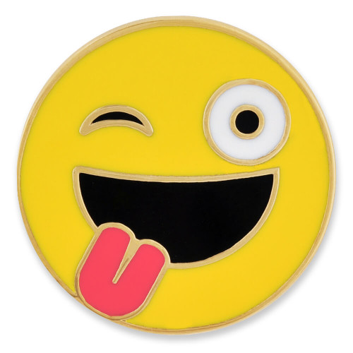 Silly Face Emoji Pin Front View Silly Face Emoji Pin