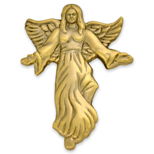 Angel with Flowing Dress Pin - Gold