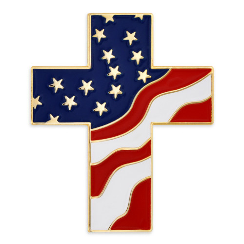 American Flag Cross Pin Magnetic Back