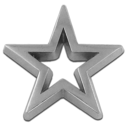 Silver Star Pin shape with a 3D cut out in the center. Open design, clutch back, modern design - front view Star - Silver 3-D Cut-Out Pin