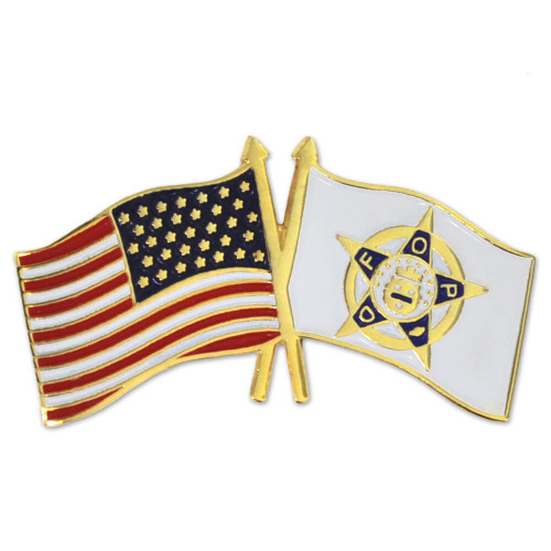 Police and American Flag Pin Front Police and American Flag Pin