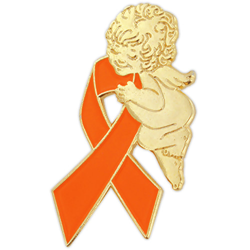 Orange Ribbon Angel Pin - BOGO