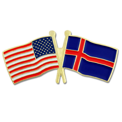 USA and Iceland Flag Pin