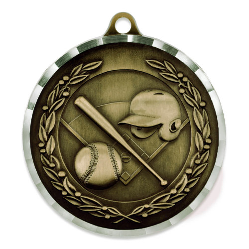 2" Diamond Cut Baseball Medal - Engravable