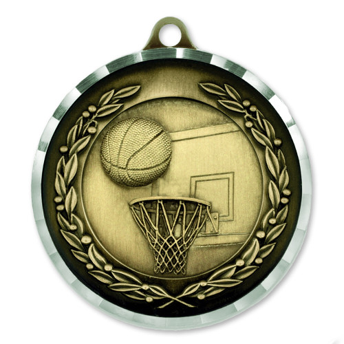 2" Diamond Cut Basketball Medal - Engravable