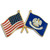 Louisiana and USA Crossed Flag Pin Front