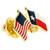 Texas and USA Crossed Flag Pin Side